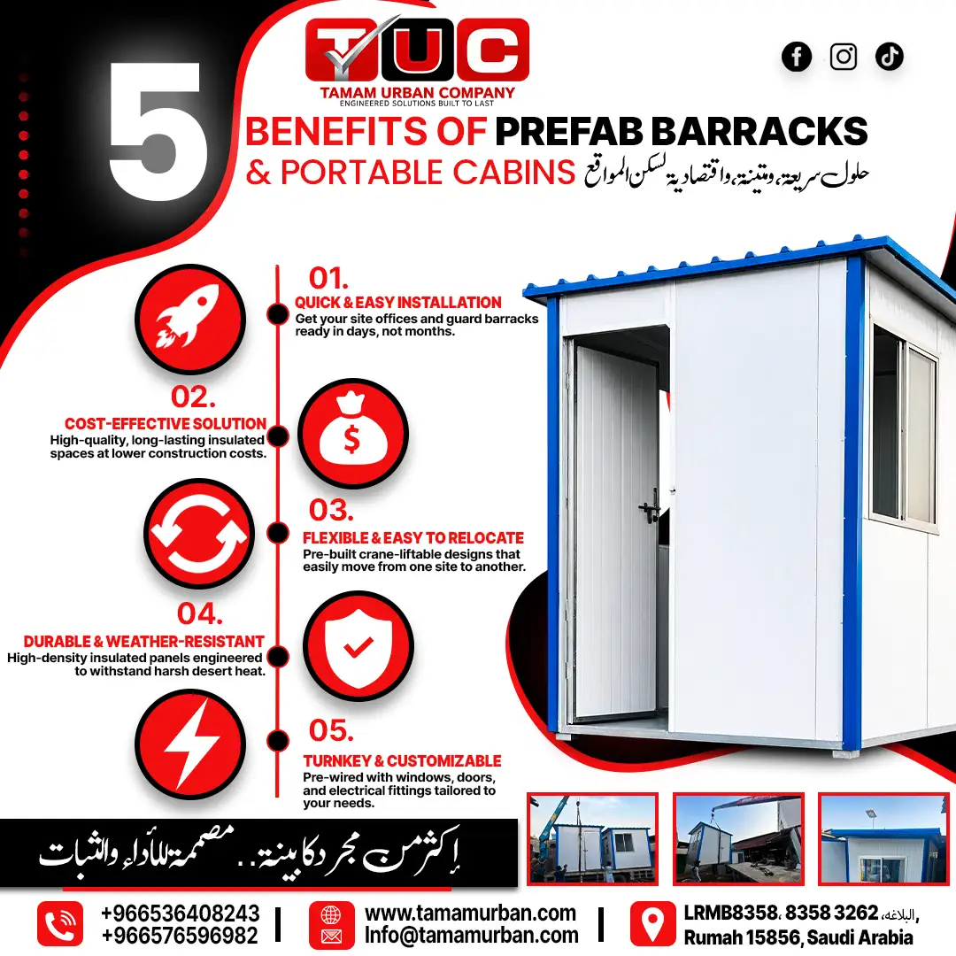 مصنع بركسات جاهزة في الرياض، المملكة العربية السعودية - شركة تامام اوربان
