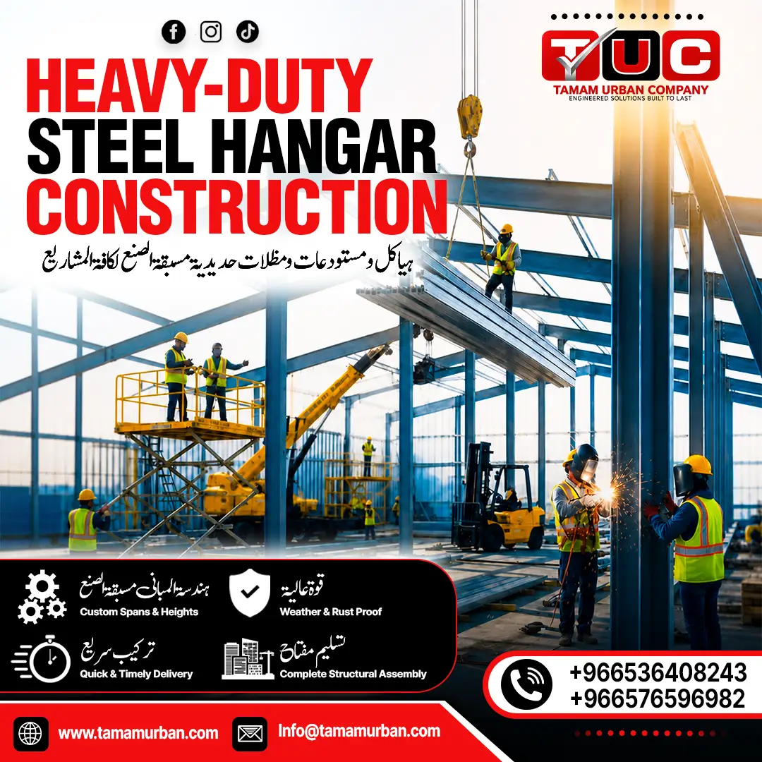 Steel Hangar Shed Manufacturer in Riyadh, Saudi Arabia | Tamam Urban